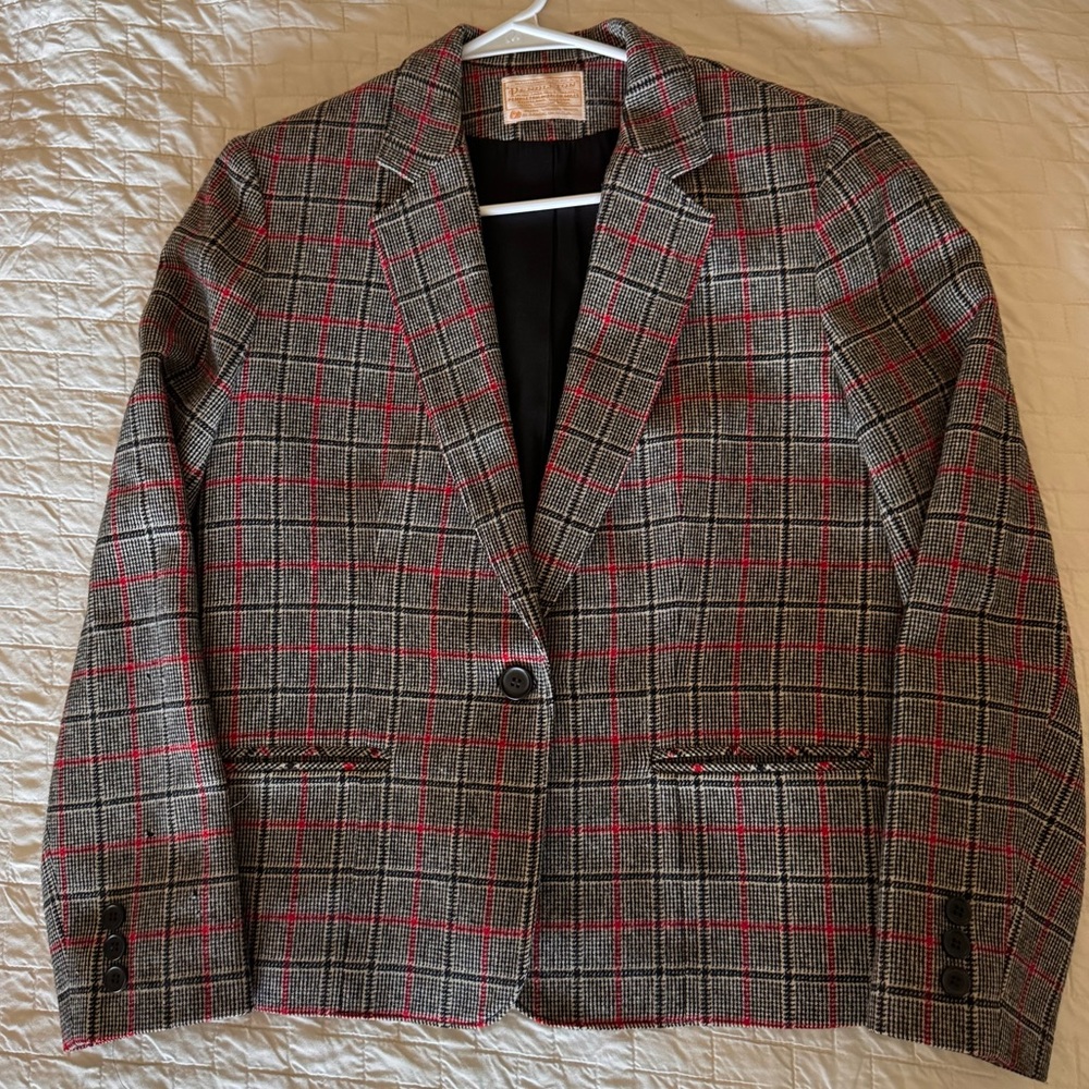 Pendleton Wool Plaid Vintage Blazer with Red Accents Womens 10 - Picture 9 of 9